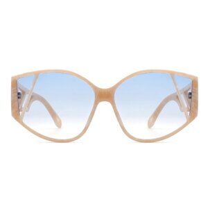 Women’s Oversize Golden Tan Round Cat Eye Sunglasses